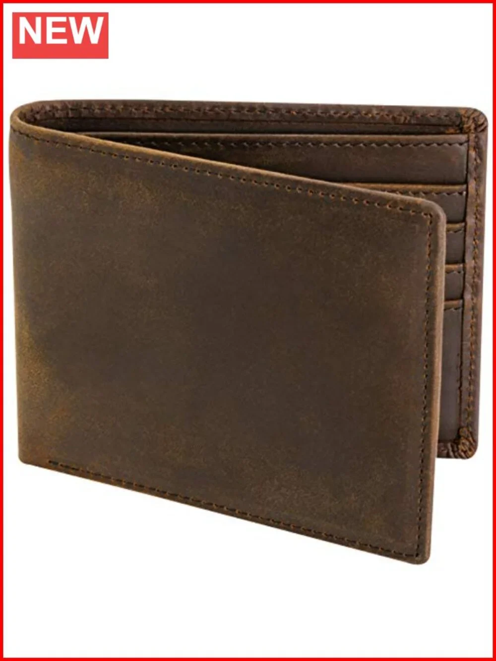 Top Grain Leather Bifold Wallet RFID Blocking 8 Card Slots